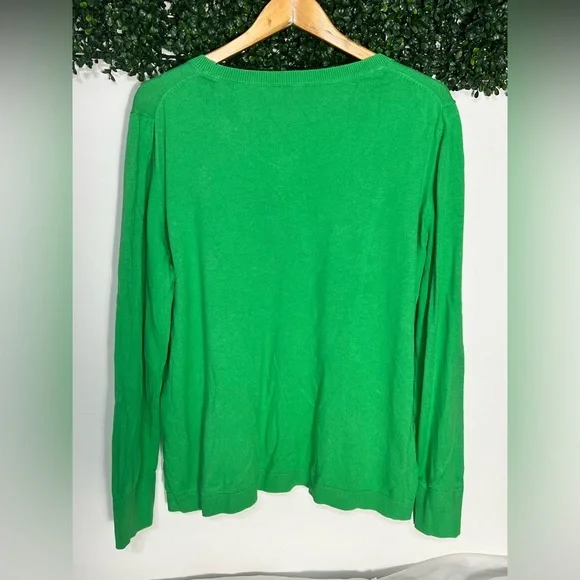 TALBOTS - Rhinestone Embellished Anchor Coastal Sweater Cotton Wool 2X Green - Picture 3 of 9